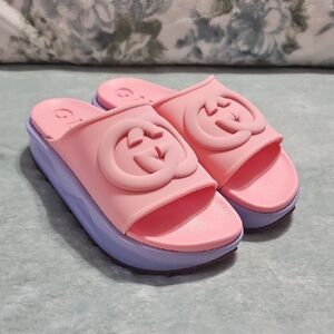 Gucci Pink and Purple Logo Slide Sandals